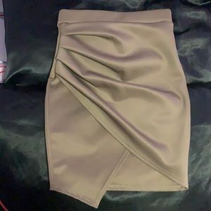 Taupe/Mocha Asymmetrical Wrap Slip Skirt